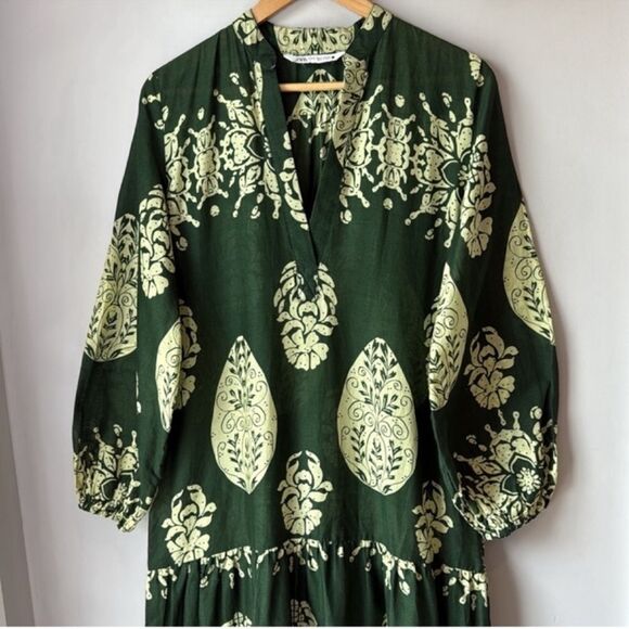 ZARA Maxi Print Dress Kaftan Cover Up Boho Tropical - Picture 6 of 13